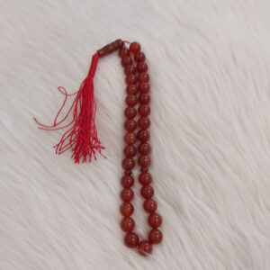 Islamic Agate Rosary Crafted with 33 Prayer Beads Tasbih Sorkh