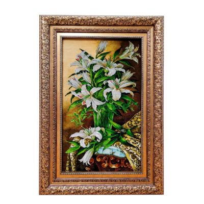 Hand-Knotted Persian Silk Floral Wall Hanging Rug – Lilium Flower Design