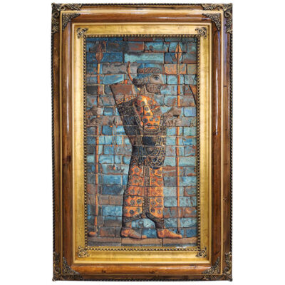 Hand-Knotted Persian Silk Pictorial Wall Hanging Rug – Persepolis Soldier, Tabriz