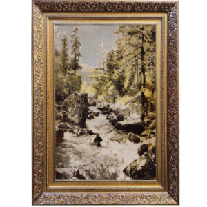 Hand-Knotted Persian Pictorial Rug from Tabriz Depicting Snowmelt River