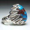 Persian Neyshabur Turquoise Silver Ring Handcrafted Model Spider