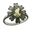 Yellow Citrine Silver Ring for Women Flower