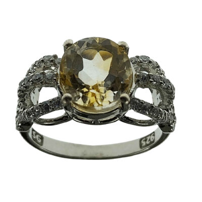 Yellow Citrine Silver Gemstone Ring for Women – Gelareh Model, Traditional Design