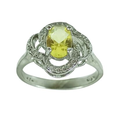 Yellow Citrine Silver Gemstone Ring for Women – Mastaneh Model, Traditional Design