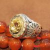 Persian Yellow Citrine Silver Ring for Men Varshasb