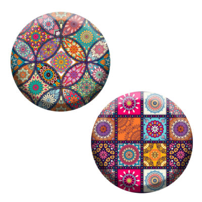 Persian Traditional Pinback Buttons with Intricate Designs, Set of 2