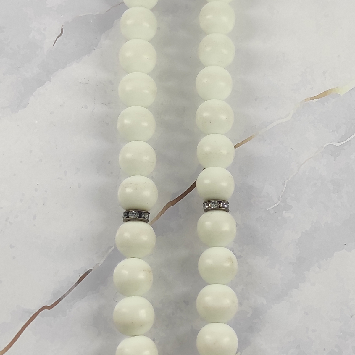 Islamic Agate Rosary Crafted with 33 Prayer Beads Tasbih White