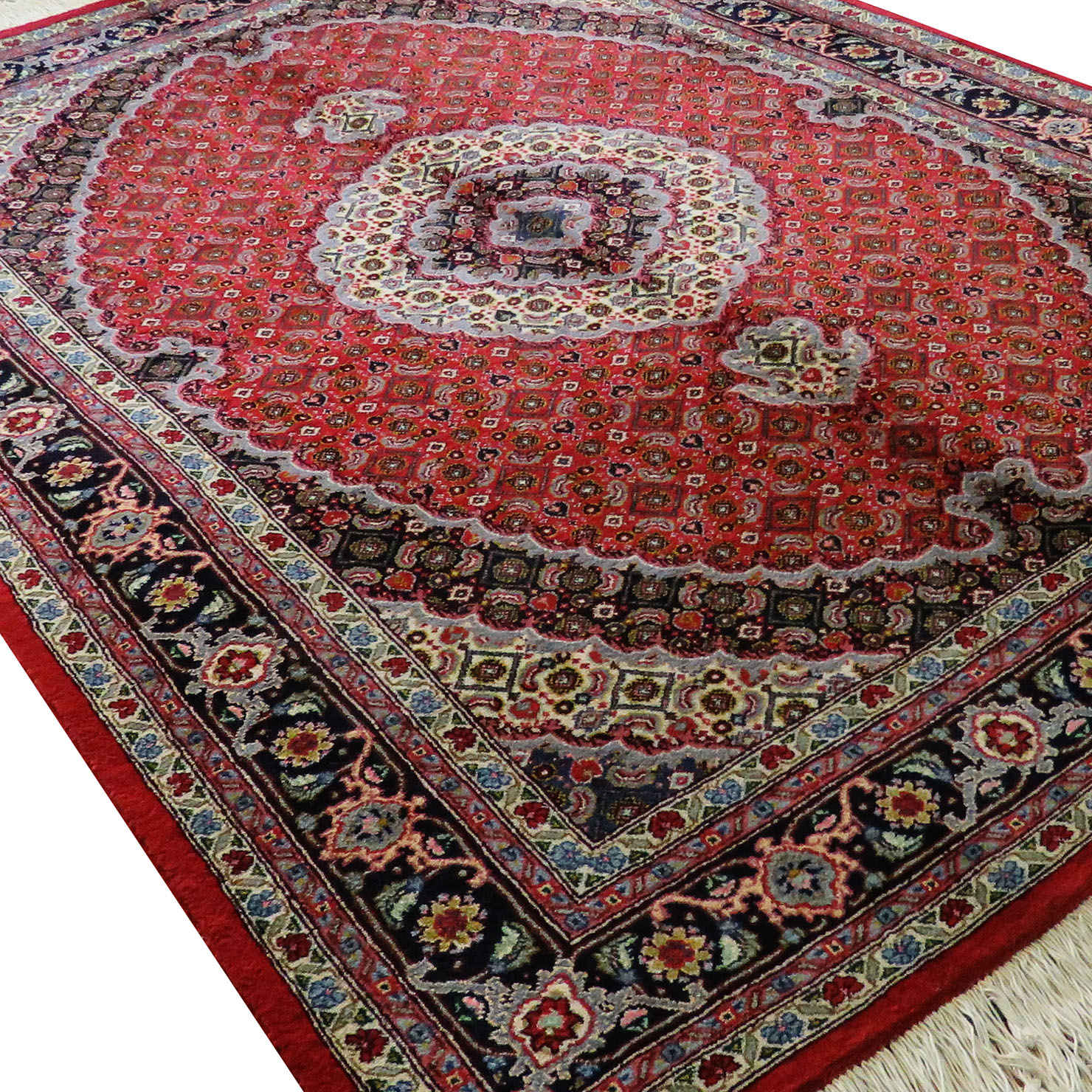 Hand-Knotted Persian Khoy Riz Mahi Rug (Mahi Medallion) – Red Wool