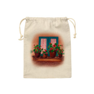 Drawstring Cotton Storage Bag – Eco-Friendly and Reusable with Floral Design