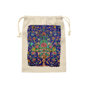 Drawstring Cotton Storage Bag – Eco-Friendly and Reusable with Persian Tiles Design