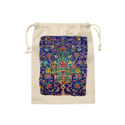 Persian Tiles Cotton Drawstring Bread Bag | Reusable Storage