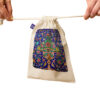 Drawstring Cotton Storage Bag - Eco-Friendly and Reusable with Persian Tiles Design