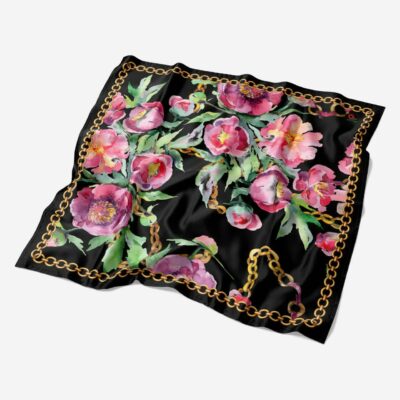 Women's Scarf - Black Floral Design for All Seasons