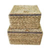 Set of 3 Woven Basket Handwoven with Lid