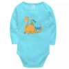 Set of 4 Lap Shoulder Baby Bodysuit with Dinosaur Design