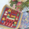 Handwoven Persian Kilim Coaster – Deer/Gazelle Design, Square Wool Boho