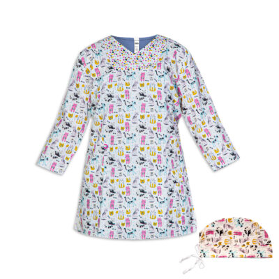 Modern Women's Veterinary Scrub Top & Cap Set – Comfortable Veterinary Medical Uniform