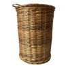 Handwoven Wicker Laundry Basket - Rustic Cylindrical with Lid
