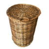 Handwoven Wicker Laundry Basket - Rustic Cylindrical with Lid