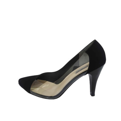 Women's Leather High Heels Shoes one Side Clear