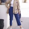 Women's Manto & Pants Set with Two Pockets on the Chest