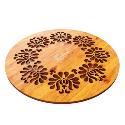 Handcrafted Wooden Trivet with Mandala Design Heat Resistant