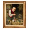Hand-Knotted Persian Pictorial Rug from Tabriz Depicting Favourite Pet by Charles Spencelayh