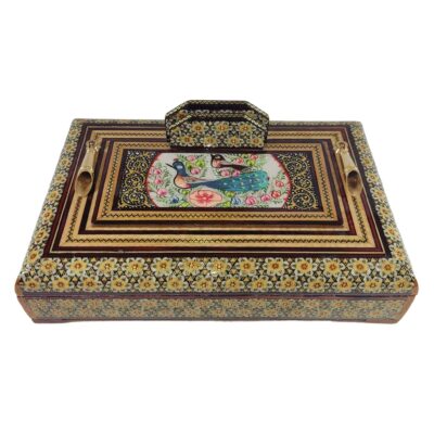 Floral Fantasy – Wooden Desk Organizer with Khatamkari Art
