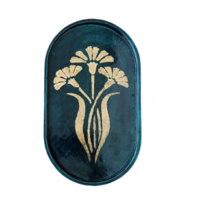 Artistic Concrete Serving Tray – Oval Floral Dark Green Tray