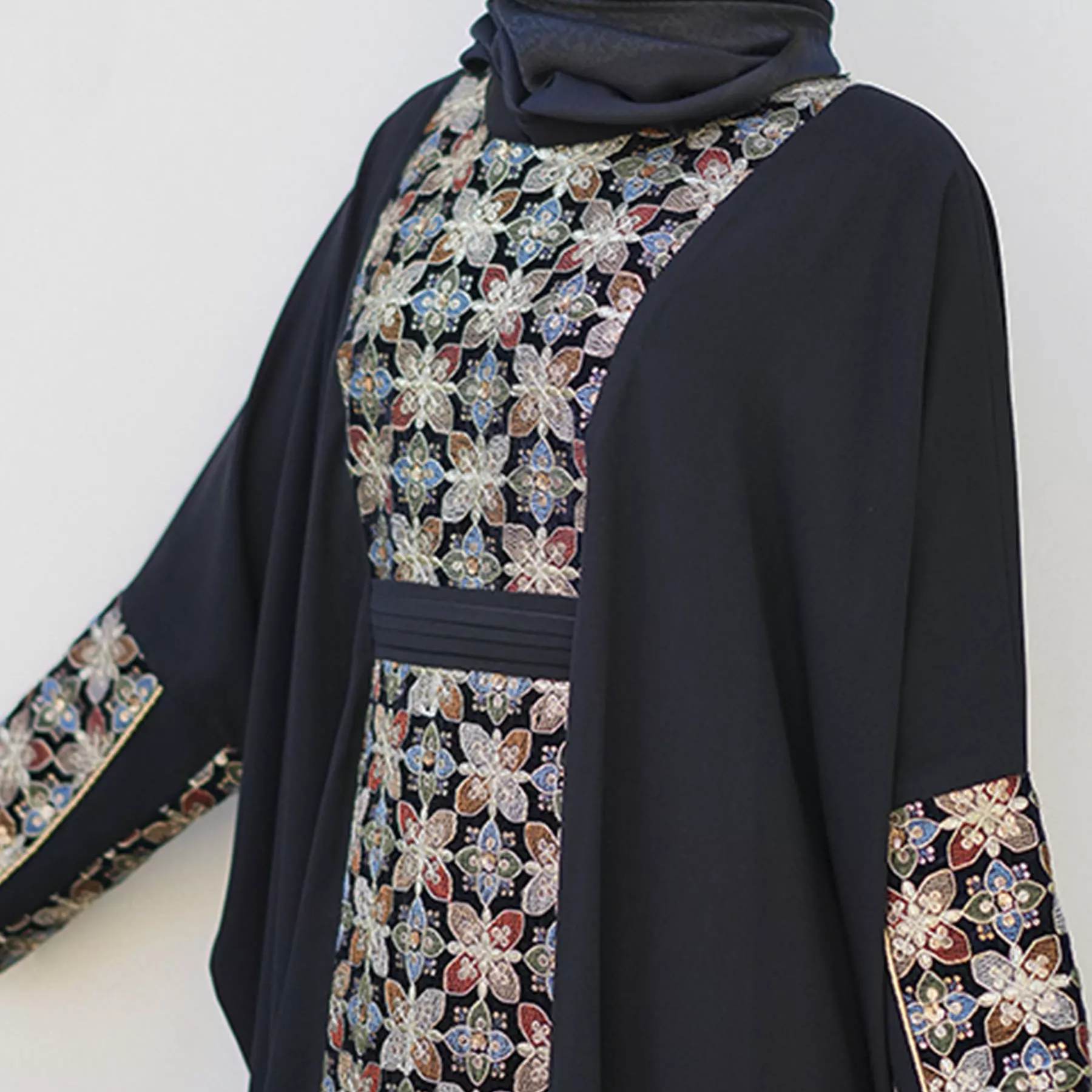 Black Abaya for Women with Floral Design Model Noura