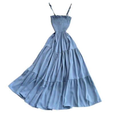 Women's Blue Beach Dress for Relaxed Summer Wear, Vacations and Seaside Days