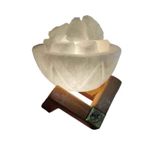 Persian Bowl Salt Lamp – Natural Rock Salt Chunks & Wooden Base
