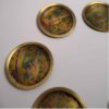 Brass Floral Coasters 6-Pack – Decorative Round Traditional Bird & Flower Design
