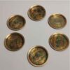 Brass Floral Coasters 6-Pack – Decorative Round Traditional Bird & Flower Design