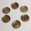 Brass Floral Coasters 6-Pack – Decorative Round Traditional Bird & Flower Design