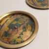 Brass Floral Coasters 6-Pack – Decorative Round Traditional Bird & Flower Design