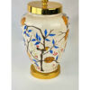 Ceramic Vase Table Lamp Handcrafted Oriental Style with Birds & Flowers Design