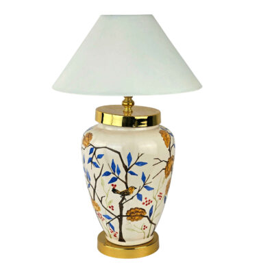 Classic Oriental Ceramic Vase Lamp – Birds & Flowers Design Accent