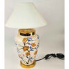 Ceramic Vase Table Lamp Handcrafted Oriental Style with Birds & Flowers Design