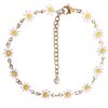Chain Ankle Bracelet with White Sun Flower Design