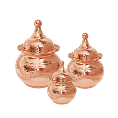 Handcrafted Copper Kitchen Canister Set for Spices & Dry Food Storage - 3-Piece