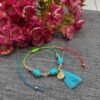 Cotton Anklet for Women with Gemstone Model Flower