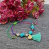 Cotton Anklet for Women with Gemstone Model Flower