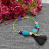 Cotton Anklet for Women with Gemstone Model Flower