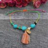 Cotton Anklet for Women with Gemstone Model Flower