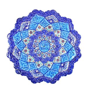 Decorative Copper Wall Plate with Persian Minakari Enamel Hand-Painted