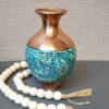 Handcrafted Decorative Persian Inlaid Turquoise Copper Vase, Featuring Geometric Elegance and Artisan Craftsmanship