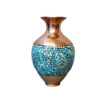 Handcrafted Decorative Persian Inlaid Turquoise Copper Vase, Featuring Geometric Elegance and Artisan Craftsmanship