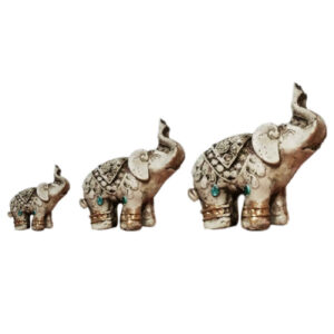 Set of 3 Decorative Elephant Figurines – Exotic Animal Sculptures