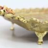 Decorative Polyester Footed Tray Traditional Floral Design